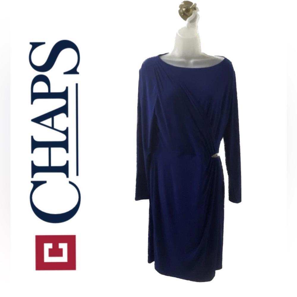 Chaps Ralph Lauren Blue Wrap Dress